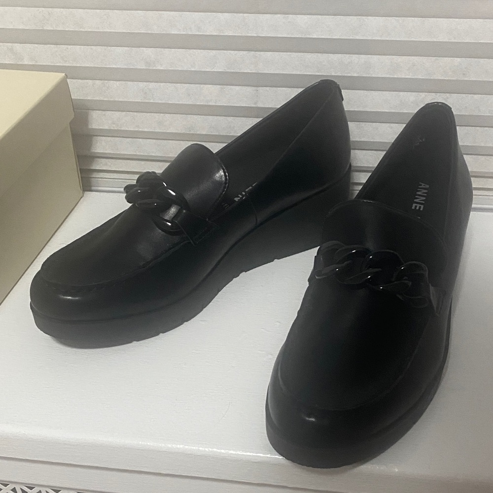 Anne Klein Black Chain Loafers